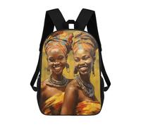 sinyumoney Painted African Sisters Children's Backpacks School 3D Printed Bag Bookbag for Kids Travel Rucksacks Boy Girl Book Bags Kids School Bag 17inch