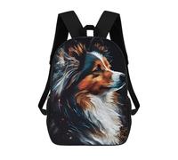 sinyumoney Painted Collie Portrait Kids Backpacks Children Bag,Anime Bag,Large Capacity Kids Backpack, 3D Printed Children's,Student Schoolbag,Kids Boys Girls School Bag 17inch