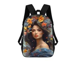 sinyumoney Painted European Woman Backpacks Kids Student Schoolbag,3D Printed Backpacks,Elementary And Middle School Students Backpacks for Boys Girls 17inch