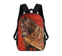 sinyumoney Painted Horse with Red Background School Backpack 3D Printed Children's 17inch Backpacks Bag Bookbag for Kids Boy Girl Book Bags Kids School Bag Travel Rucksacks