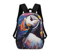 sinyumoney Painted Puffin Kids Backpack, Kids School Bag 3D Printed School Backpacks for Boys And Teenager School Students 17inch