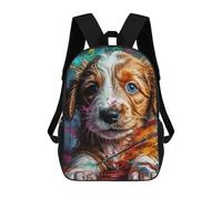 sinyumoney Painted Pup's Gaze Kids Backpack,School Backpack Kids School Bag 3D Printed Cartoon Large Capacity Backpack for Kids Boys And Girls 17inch