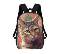 sinyumoney Painted Tabby Cat Portrait Rucksack Lightweight Airport College Students Back Pack for Girls Boys Teenage 17inch