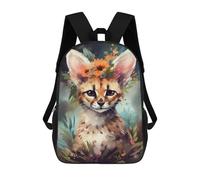 sinyumoney Painted Wild Cat with Flowers Backpack School Bag Lightweight Casual Daypack School Backpacks for Teenage Girls Boys Women Men 17inch