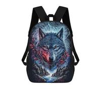 sinyumoney Painted Wolf Artwork School Backpack for Girls Backpack Water Repellent Casual Daypack Lightweight Rucksack Boy Girl School Backpack 17inch