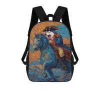 sinyumoney Painted Wolf on Horseback School Backpack Large School Backpack for Boys for Campus Outdoor Travel Sports 17inch