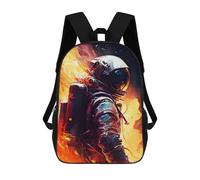 sinyumoney Painting Astronaut Flames School Backpack School Bags For Girls Boys Backpack With Pocket Fashion School Bag Kids Backpack 17inch