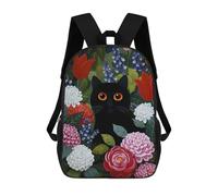 sinyumoney Painting Black Cat in A Flower Garden 17inch School Bag 3D Printed Children's School Backpack Casual Fashion Travel Backpacks for Kids School Students