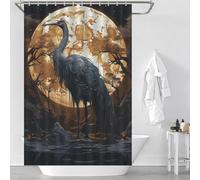 sinyumoney Painting Black Stork Fabric Polyester Bathroom Curtains Modern Art for Bathroom Wet Room 46.85x70.87Inch（119x180cm）
