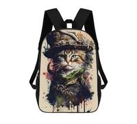 sinyumoney Painting of A Cat Pirate Children's Backpacks School Backpack 3D Printed Backpack for Kids Travel Rucksacks Book Bags Kids School Bag 17inch