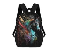 sinyumoney Paintsplash Horse 17 Inch Backpacks Kids Schoolbag,3D Printed Elementary And Middle School Students Backpacks for Boys Girls