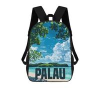 sinyumoney Palau Island Backpack 3D Printed Children's School Backpack for Kids High Capacity Travel Rucksacks Book Bags Kids School Bag Back Pack 17inch