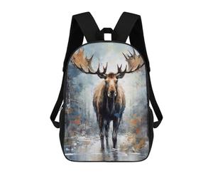 sinyumoney Palette Moose Painting Rucksack Lightweight Schoolbag Dayback Bookbag College for Girl, Teen Girls 17inch