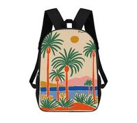 sinyumoney Palm Springs Illustration with Palm Trees Backpack School Secondary Causal Travel High School Bags for Campus Outdoor Travel Sports 17inch