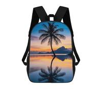 sinyumoney Palm Tree Sunset Reflection Backpack School Bag Backpack For Girls Boys Backpacks Large Capacity Kids Backpack Lightweight School Bags For Kids Students 17inch