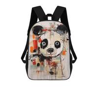 sinyumoney Panda Abstract Animal Art Backpack, Children's Backpack, Student School Bag Bookbag Rucksack, 3D Printed School Bag for Boys Girls 17inch
