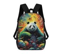 sinyumoney Panda Amidst Chaos Kids School Backpack 3D Printed Backpacks Fashion School Bag Rucksacks for Boys Elementary And Middle School Students 17inch