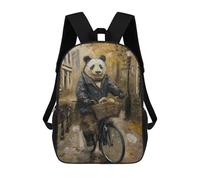 sinyumoney Panda Amsterdam Bicycle 17 Inch School Bag Backpack Teen Schoolbag 3D Printing Adjustable Schoolbag Fashion Pocket Bag for Kids Boys Girls Students