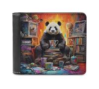 sinyumoney Panda Artist's Studio 3D Print Men's Wallet Credit Card Holder Slots Note Section Modern Style Wallets for Boys Girls 11.7cm*9.5cm