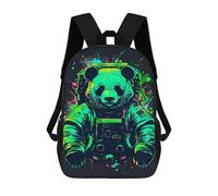 sinyumoney Panda Astronaut Space Suit Art Print 3D Printed 17inch Kids School Backpack School Bag Fashion Rucksacks for Boys Elementary And Middle School Students