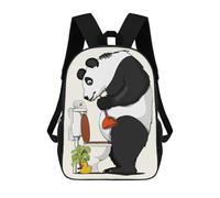 sinyumoney Panda Bear Fixing Toilet School Bag Backpack Teen Schoolbag 3D Printing Adjustable Schoolbag Fashion Pocket Bag for Kids Boys Girls Students And Teenagers Fans 17inch
