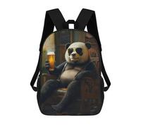 sinyumoney Panda Bear Relaxing with Beer Backpacks Kids School Backpack School Bag 3D Printed School Bag for Boys Elementary And Middle School Students 17inch