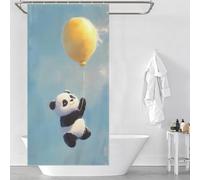 sinyumoney Panda Bear with Yellow Balloon Washable Waterproof Cloth Fabric Shower Curtains Set with 12 Hooks for Bathroom Wet Room 35.43x70.87Inch（90x180cm）