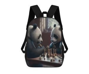 sinyumoney Panda Bears Playing Chess Children's School Backpack Fashion Casual 17inch 3D Printed School Bags Boy School Backpack Large Backpack