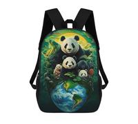 sinyumoney Panda Earth Day Backpack, Children's Backpack, Student School Bag Bookbag Rucksack, 3D Printed School Bag for Boys Girls 17inch