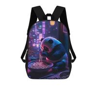 sinyumoney Panda Eating Noodles in Neon Light Fashion Student School Backpack Suitable for Boys Girls Kids Casual Outdoor Travel Essential Daypack 17inch