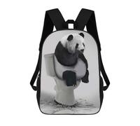sinyumoney Panda Funny Bathroom Rucksack High Secondary School Bags Casual Backpack for Girls Boys Teenage 17inch