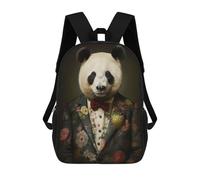 sinyumoney Panda in Boho Suit Backpacks Kids 17inch School Backpack School Bag 3D Printed School Bag for Boys Elementary And Middle School Students