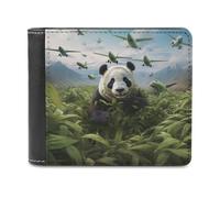 sinyumoney Panda in Flight 3D Print PU Leather Men's Wallet Use Holds Bills RFID Blocking Stylish Durable Wallets Youth Guys 11.7cm*9.5cm