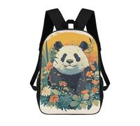 sinyumoney Panda in Floral Garden Illustration School Backpack High Secondary School Bags Casual Backpack for Girl, Teen Girls 17inch