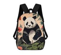 sinyumoney Panda Japanese Art Kids School Backpack School Bag 3D Printed School Bag for Boys Elementary And Middle School Students 17inch