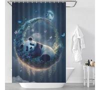 sinyumoney Panda Naps Shower Curtains Set with 12 Hooks Waterproof Polyester Fabric Bath Shower Curtains Mildew for Toile Bathroom Dorm 46.85x70.87Inch（119x180cm）