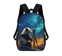 sinyumoney Panda Observing The Stars Backpacks, Kids Backpack Student School Bag 3D Printed Travel Backpacks Fashion Accessory Backpack Children Waterproof School Bags 17inch