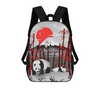 sinyumoney Panda On Vacation 3D Printed 17inch Kids School Backpack School Bag Fashion Rucksacks for Boys Elementary And Middle School Students