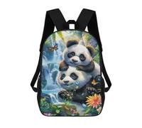 sinyumoney Panda Paradise Nature's Wonderland Backpacks Kids 17inch School Backpack School Bag 3D Printed School Bag for Boys Elementary And Middle School Students