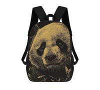 sinyumoney Panda Portrait in Gold And Black Rucksack High Secondary School Bags Casual Backpack for Girls Boys Teenage 17inch