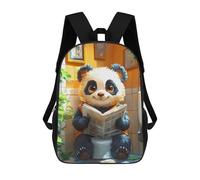 sinyumoney Panda Reading Newspaper on Toilet School Bag Backpack Teen Schoolbag 3D Printing Adjustable Schoolbag Fashion Pocket Bag for Kids Boys Girls Students And Teenagers Fans 17inch