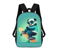 sinyumoney Panda Skater School Bag 3D Printed 17inch Backpacks Fashion Kids School Backpack Rucksacks for Boys Elementary And Middle School Students