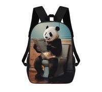 sinyumoney Panda Toilet Newspaper Rucksacks 3D Printed Children Backpacks Fashion Casual Daypack Cute Travel Bags Outdoor Casual Daypack for Boy And Girl 17inch