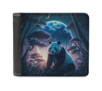sinyumoney Panda Under The Moonlit Forest 3D Print Wallet Safe Protection Card RFID Blocking Banknote Compartments Fashion Slim Leather Wallet 11.7cm*9.5cm