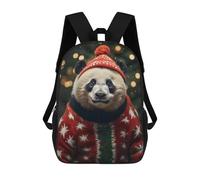 sinyumoney Pandas Cozy Christmas 3D Printed Kids 17inch Backpacks Boys Fashion Travel Backpacks School Bag for Boys Elementary And Middle School Students