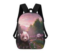 sinyumoney Pandas in A Dreamy Forest Children's Backpack, 3D Printed School Backpack, Backpack for Boys Girls, Adjustable School Bag for Primary School 17inch