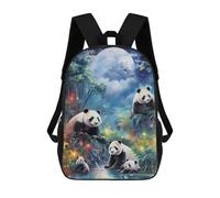 sinyumoney Pandas in Moonlit Jungle Backpack for School 3D Printed Boys Girls School BagChildren Bookbag Travel Rucksack 17inch