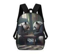 sinyumoney Pandas Playing Chess School Backpack for Girls Backpack Water Repellent Casual Daypack Lightweight Rucksack Boy Girl School Backpack 17inch
