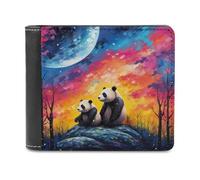 sinyumoney Pandas Under The Cosmic Sky 3D Print Clutch Purse ID Window Coin RFID Blocking Banknote Compartments Slim Elegant Wallets Youth Guys 11.7cm*9.5cm