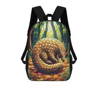 sinyumoney Pangolin in Forest Stained Glass Style 3D Printed School Bag Children's School Backpack Schoolbags Travel Backpacks Casual Fashion Bag for Kids School Students 17inch